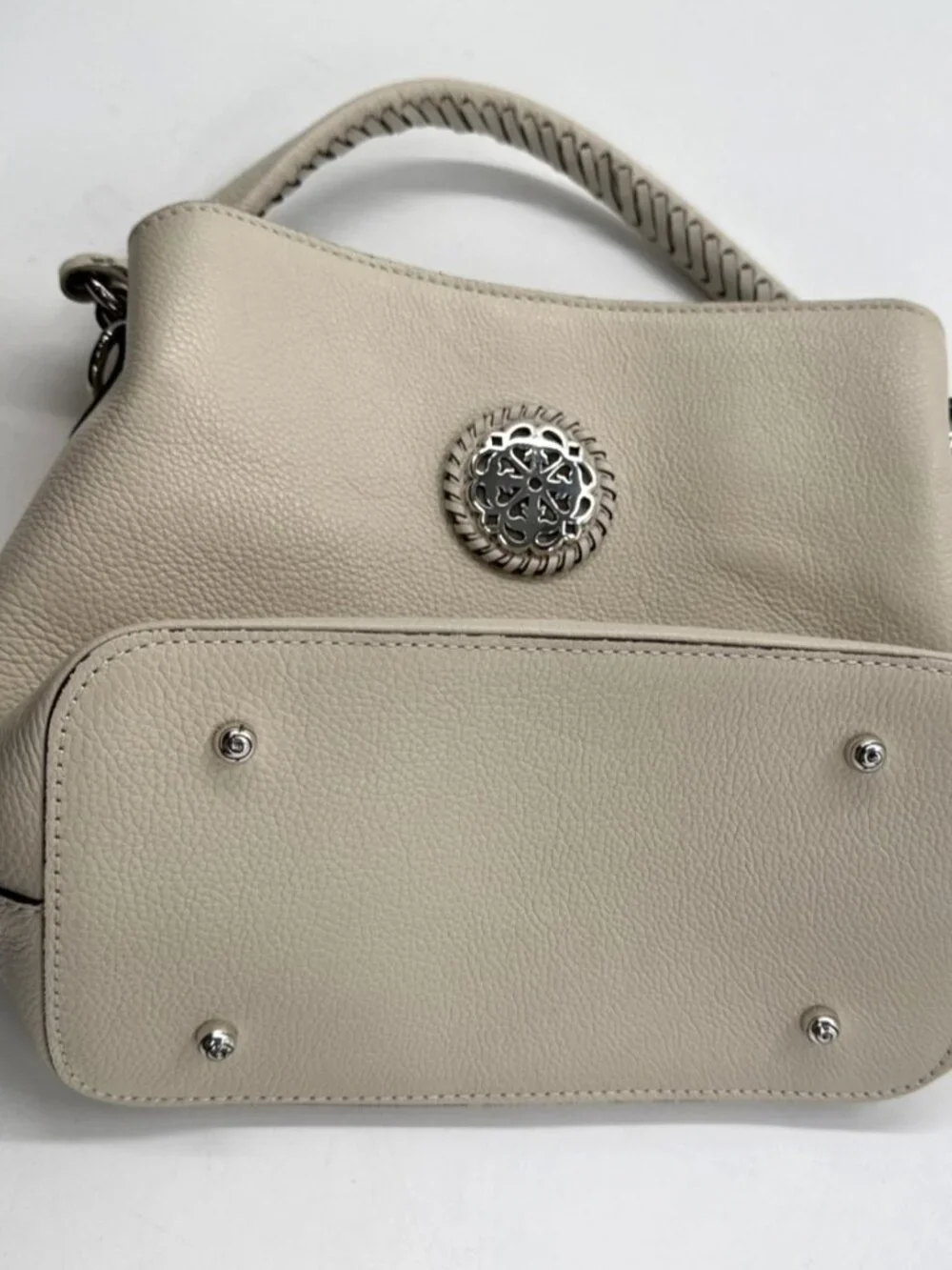 BRIGHTON Purse Ferrara Collection Noelle Cream Handbag Shoulder Pebbled Leather - Picture 5 of 13
